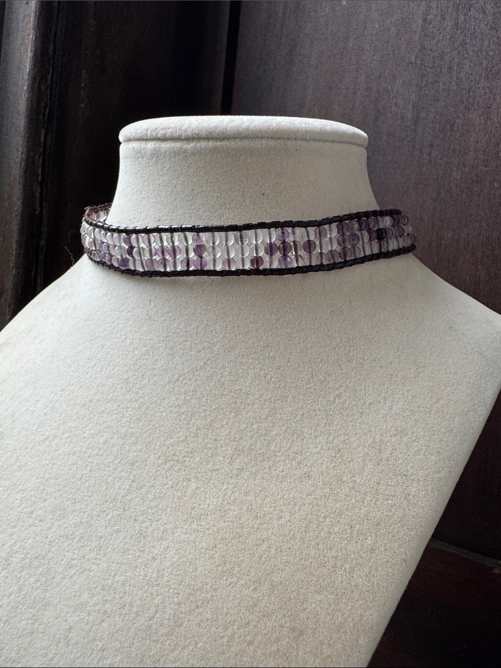 Handmade Natural Amethyst Crystal  Macrame Beaded Choker Gemstone Boho Festival